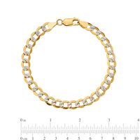 6.75mm Diamond-Cut Curb Chain Bracelet in Hollow 14K Two-Tone Gold - 8"|Peoples Jewellers