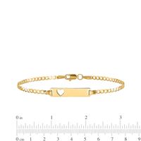 Rectangular ID with Cut-Out Heart and 5.0mm Curb Chain Bracelet in Solid 14K Gold - 7"|Peoples Jewellers