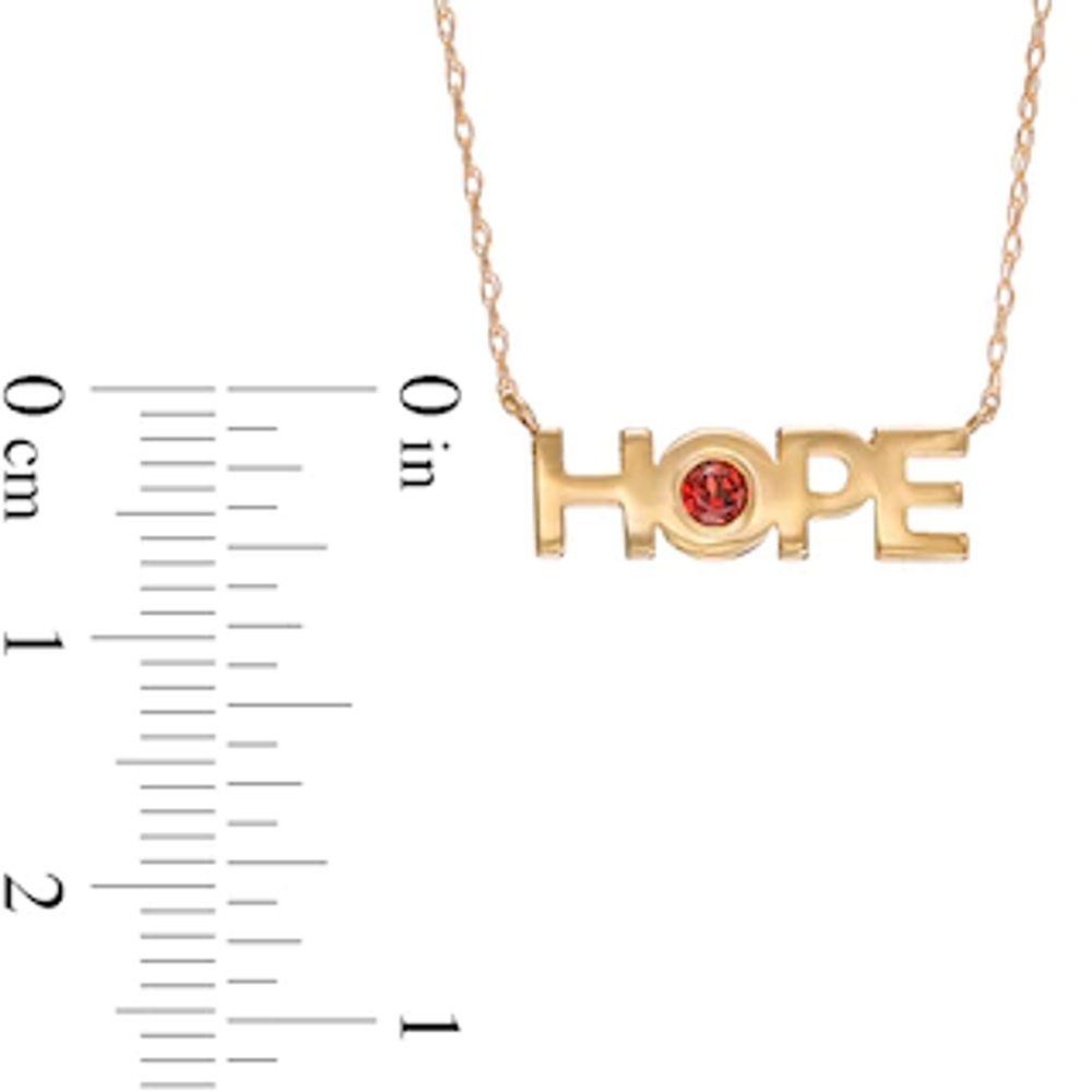 Bezel-Set Garnet "HOPE" Necklace in 10K Gold - 20"|Peoples Jewellers