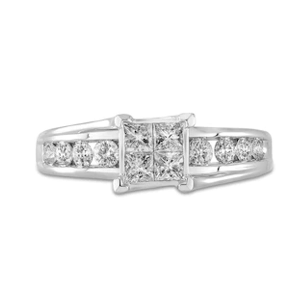 0.95 CT. T.W. Quad Princess-Cut Diamond Engagement Ring in 14K White Gold|Peoples Jewellers