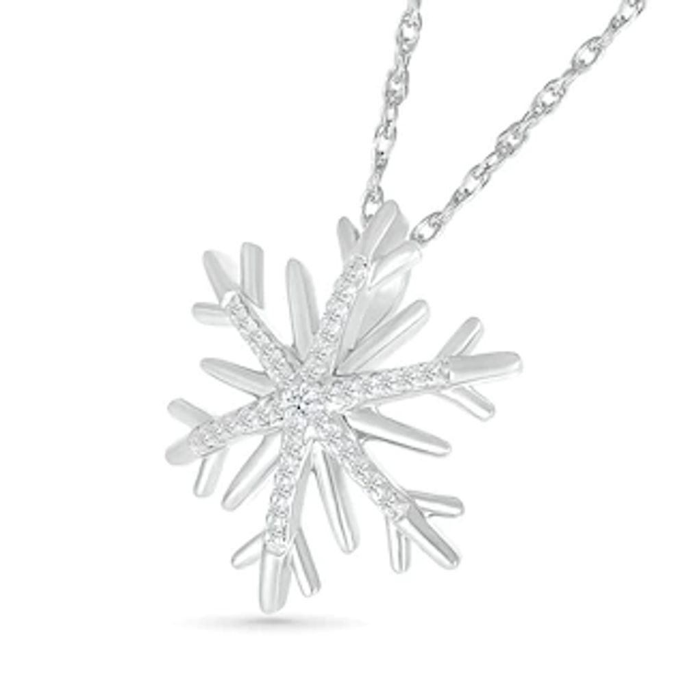 0.065 CT. T.W. Diamond Snowflake Pendant in Sterling Silver|Peoples Jewellers