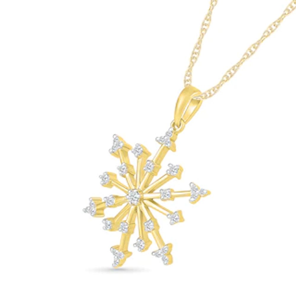 0.145 CT. T.W. Diamond Snowflake Pendant in Sterling Silver with 14K Gold Plate|Peoples Jewellers