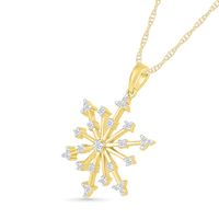 0.145 CT. T.W. Diamond Snowflake Pendant in Sterling Silver with 14K Gold Plate|Peoples Jewellers