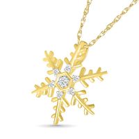 0.04 CT. T.W. Diamond Snowflake Pendant in Sterling Silver with 14K Gold Plate|Peoples Jewellers