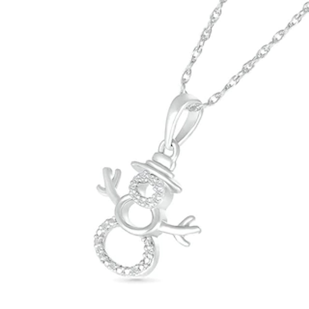 Diamond Accent Layered Snowman Pendant in Sterling Silver|Peoples Jewellers