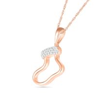 Diamond Accent Holiday Stocking Pendant in Sterling Silver with 14K Rose Gold Plate|Peoples Jewellers