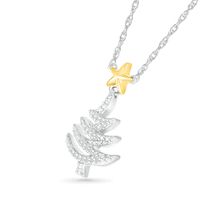 0.04 CT. T.W. Diamond Christmas Tree with Star Topper Necklace in Sterling Silver and 14K Gold Plate|Peoples Jewellers