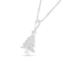 0.04 CT. T.W. Diamond Christmas Tree Pendant in Sterling Silver|Peoples Jewellers