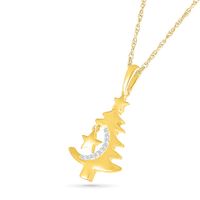 0.04 CT. T.W. Diamond Christmas Tree with Star Charm Pendant in Sterling Silver with 14K Gold Plate|Peoples Jewellers