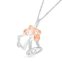 Diamond Accent Holiday Bells Pendant in Sterling Silver and 14K Rose Gold Plate|Peoples Jewellers