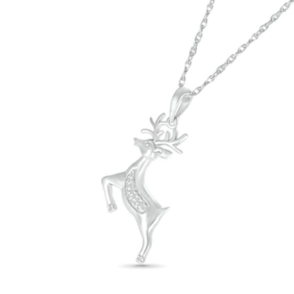 Diamond Accent Reindeer Pendant in Sterling Silver|Peoples Jewellers