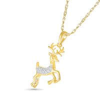 0.04 CT. T.W. Diamond Reindeer Pendant in Sterling Silver with 14K Gold Plate|Peoples Jewellers