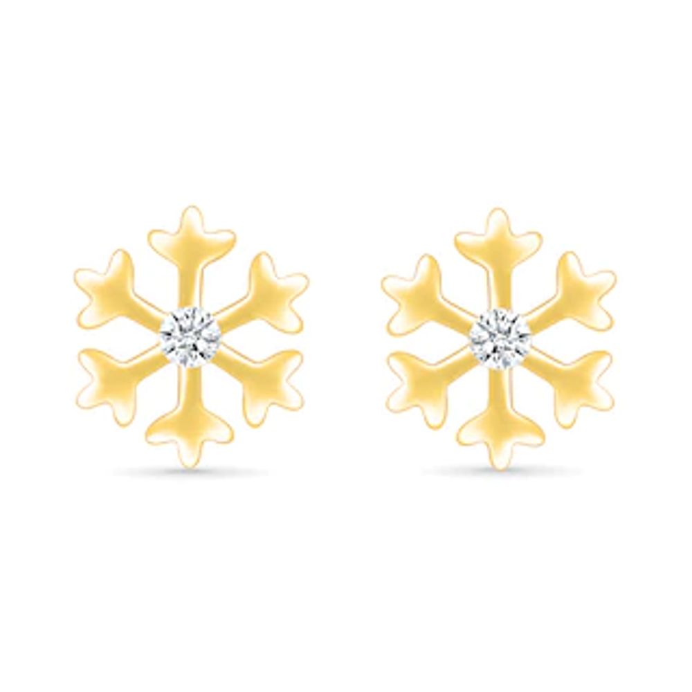 0.04 CT. T.W. Diamond Snowflake Stud Earrings in Sterling Silver with 14K Gold Plate|Peoples Jewellers