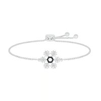 0.04 CT. T.W. Black Enhanced Diamond Snowflake Bolo Bracelet in Sterling Silver - 9.5"|Peoples Jewellers