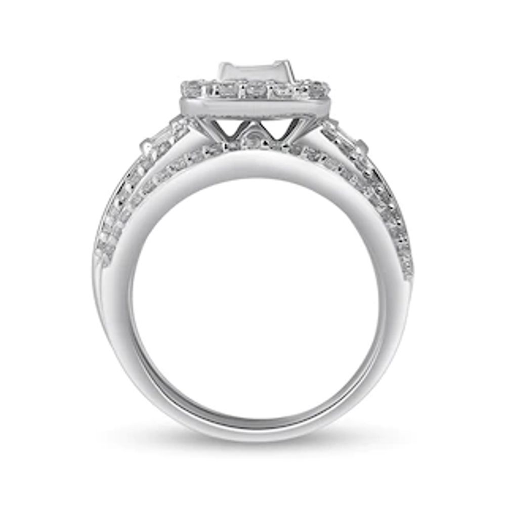 1.50 CT. T.W. Quad Princess-Cut Diamond Three Piece Bridal Set in 10K White Gold|Peoples Jewellers