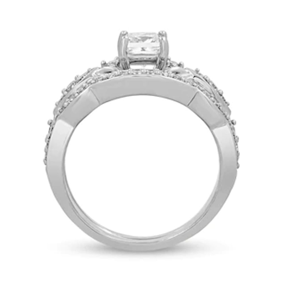 1.25 CT. T.W. Princess-Cut Diamond Twist Shank Bridal Set in 14K White Gold|Peoples Jewellers