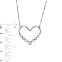 2.0-5.0mm Freshwater Cultured Pearl Graduated Rope-Textured Heart Outline Necklace in Sterling Silver|Peoples Jewellers