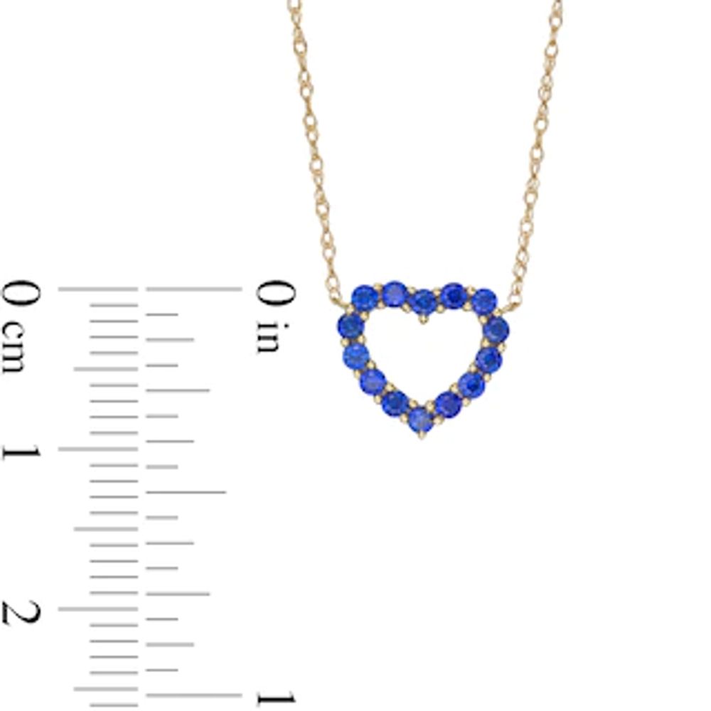 Blue Lab-Created Sapphire Heart Outline Necklace in 10K Gold|Peoples Jewellers