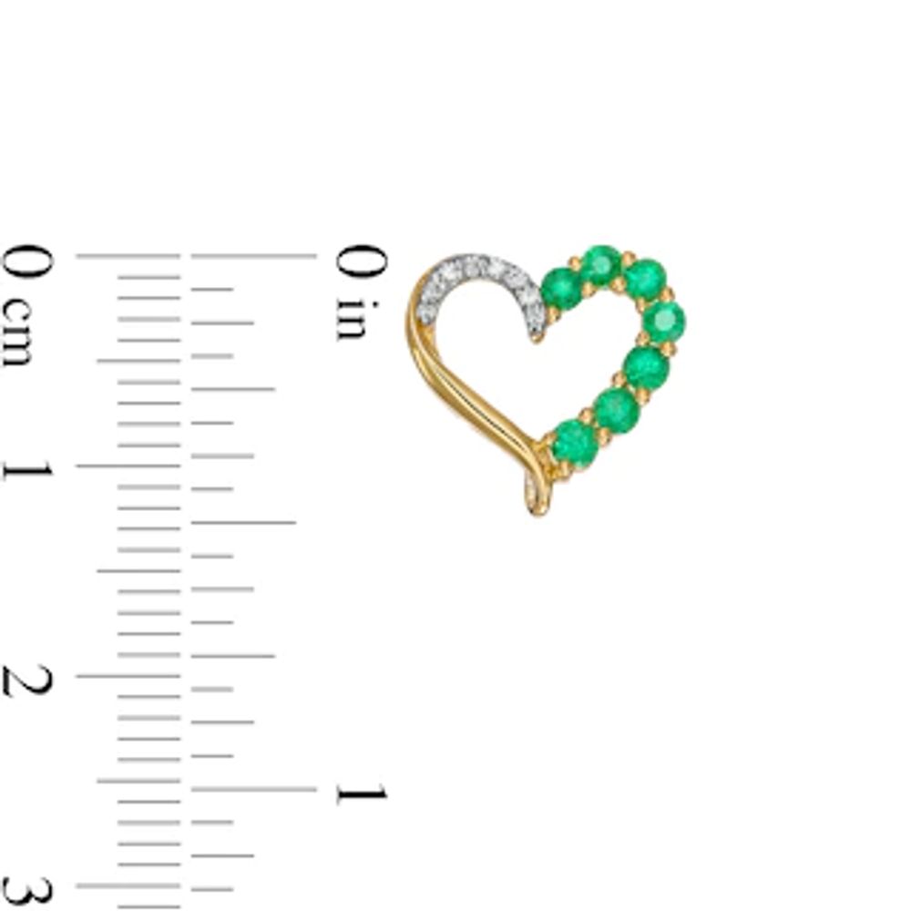 Emerald and 0.04 CT. T.W. Diamond Ribbon Loop Heart Outline Stud Earrings in 10K Gold|Peoples Jewellers