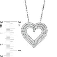 1.00 CT. T.W. Diamond Triple Row Heart Pendant in Sterling Silver|Peoples Jewellers