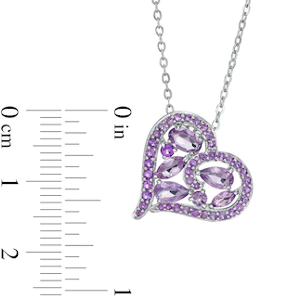 Multi-Shaped Amethyst Scatter Heart Pendant in Sterling Silver|Peoples Jewellers