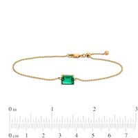 Sideways Octagonal Lab-Created Emerald Solitaire Adjustable Bracelet in 10K Gold - 7.5"|Peoples Jewellers