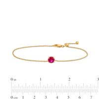 6.0mm Lab-Created Ruby Solitaire Adjustable Bracelet in 10K Gold - 7.5"|Peoples Jewellers