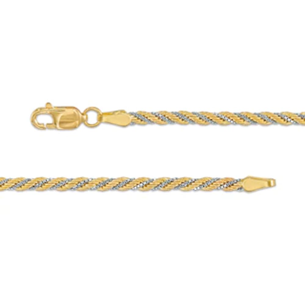 Men's 2.43mm Box and Rope Twist Chain Necklace in Hollow 10K Two-Tone Gold – 20"|Peoples Jewellers