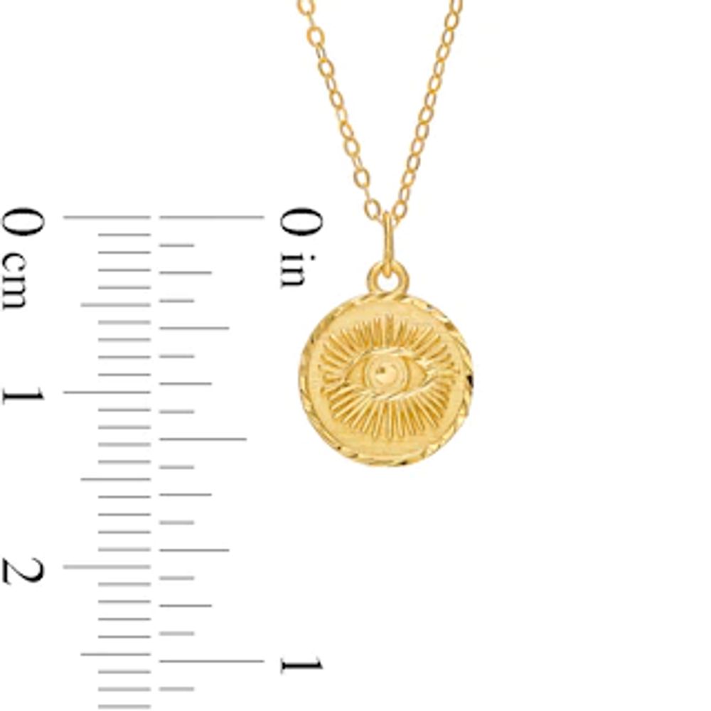 Diamond-Cut Evil Eye Disc Pendant in 10K Gold|Peoples Jewellers