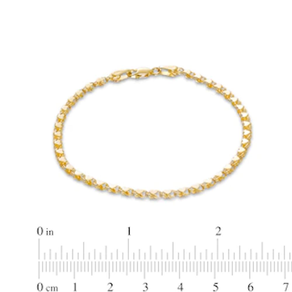 Ladies' 3.0mm Mirror Heart Chain Bracelet in Solid 10K Gold - 7.25"|Peoples Jewellers