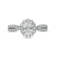 1.30 CT. T.W. Oval Diamond Ornate Frame Vintage-Style Engagement Ring in 14K White Gold (I/I1)|Peoples Jewellers