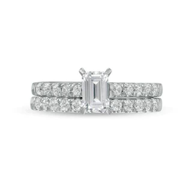 1.00 CT. T.W. Certified Canadian Emerald-Cut Diamond Bridal Set in 14K White Gold (I/I1)|Peoples Jewellers