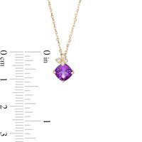 6.0mm Cushion-Cut Amethyst and 0.07 CT. T.W. Diamond Butterfly Pendant in 10K Gold|Peoples Jewellers