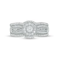 0.45 CT. T.W. Diamond Frame Vintage-Style Three Piece Bridal Set in Sterling Silver (J/I3)|Peoples Jewellers