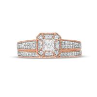 0.45 CT. T.W. Princess-Cut Diamond Frame Three Piece Bridal Set in 10K Rose Gold (J/I3)|Peoples Jewellers