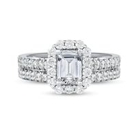 1.75 CT. T.W. Emerald-Cut Diamond Frame Bridal Set in Platinum (I/SI2)|Peoples Jewellers