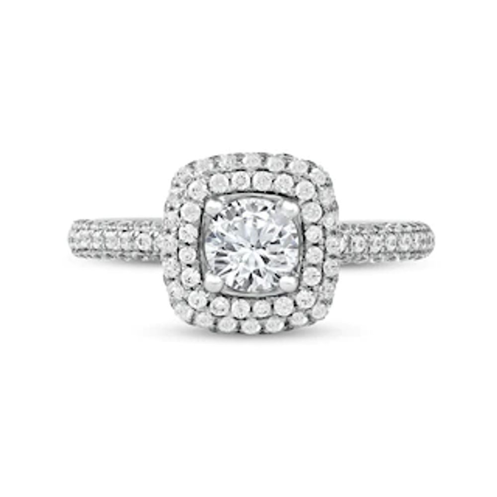 1.75 CT. T.W. Diamond Triple Cushion-Shaped Frame Engagement Ring in Platinum (I/SI2)|Peoples Jewellers