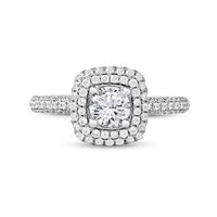 1.75 CT. T.W. Diamond Triple Cushion-Shaped Frame Engagement Ring in Platinum (I/SI2)|Peoples Jewellers