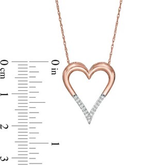 0.04 CT. T.W. Diamond Elongated Heart Pendant in 10K Rose Gold|Peoples Jewellers