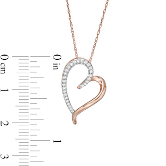 0.085 CT. T.W. Diamond Tilted Elongated Heart Pendant in 10K Rose Gold|Peoples Jewellers