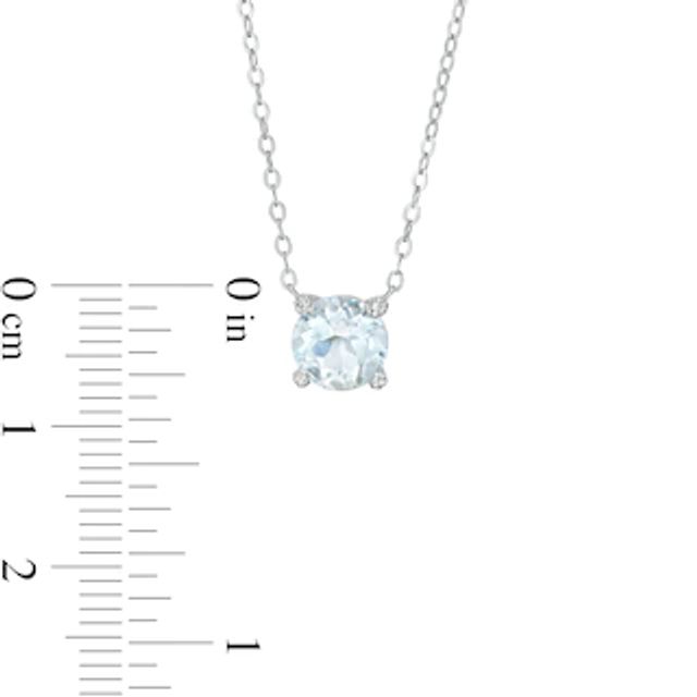 7.0mm Aquamarine and Diamond Accent Necklace in 10K White Gold – 17"|Peoples Jewellers