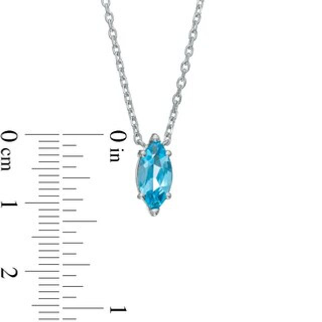 Marquise Swiss Blue Topaz Solitaire Necklace in 10K White Gold – 19"|Peoples Jewellers