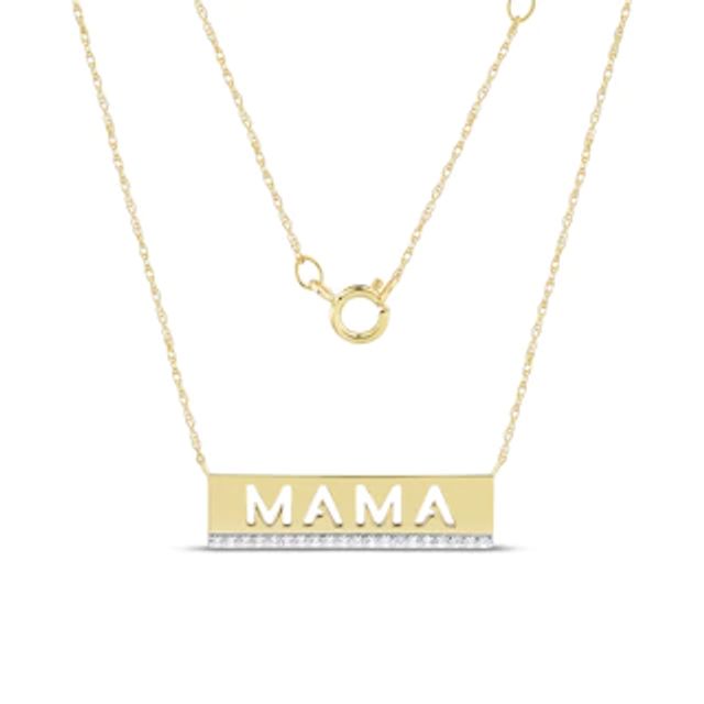 0.085 CT. T.W. Diamond Cut-Out "MAMA" Bar Necklace in 10K Gold|Peoples Jewellers