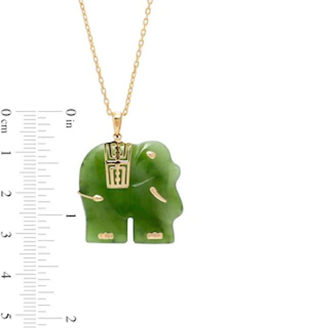 Jade Elephant Pendant in 14K Gold|Peoples Jewellers