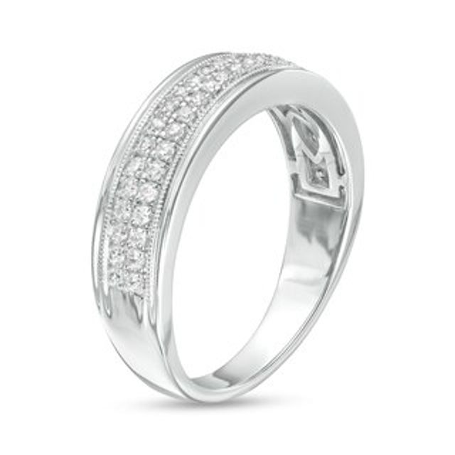 Men's 0.50 CT. T.W. Diamond Double Row Band in 10K White Gold|Peoples Jewellers