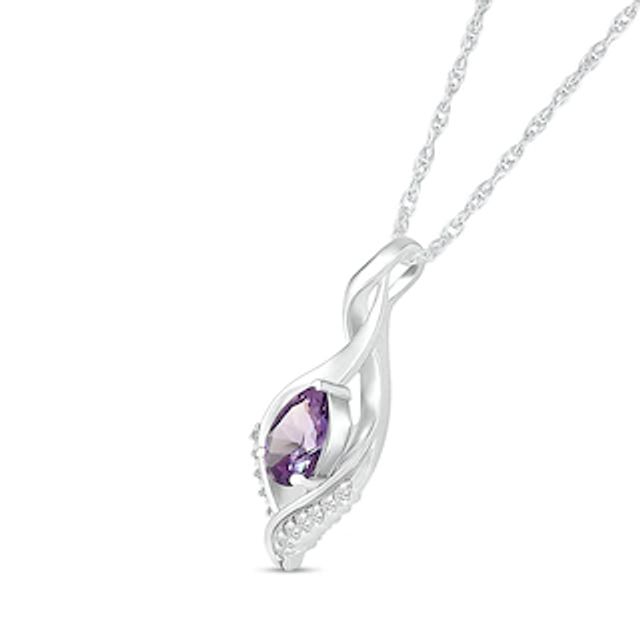 Pear-Shaped Lab-Created Alexandrite and White Sapphire Shadow Infinity Pendant in Sterling Silver|Peoples Jewellers