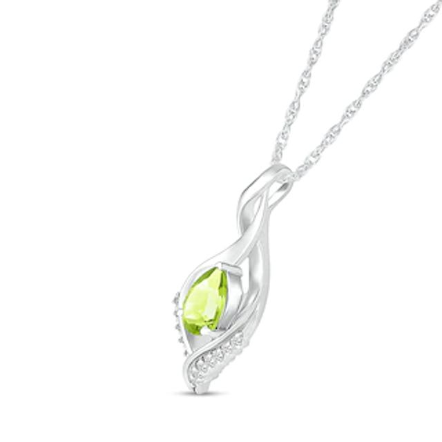 Pear-Shaped Peridot and White Lab-Created Sapphire Shadow Infinity Pendant in Sterling Silver|Peoples Jewellers