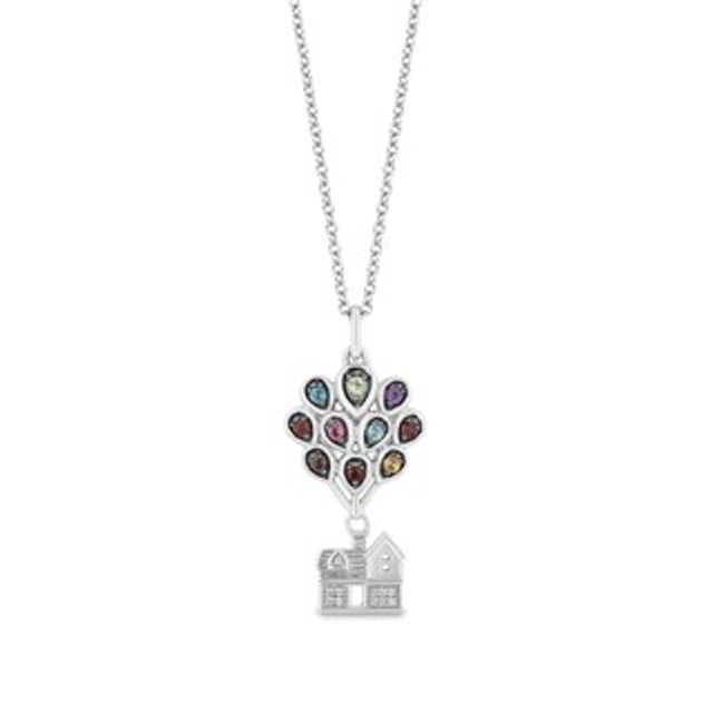 Disney Treasures Up Multi-Gemstone and Diamond Accent Balloon House Pendant in Sterling Silver – 19"|Peoples Jewellers