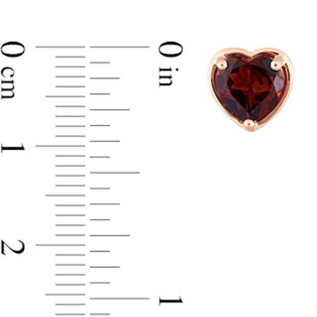 Heart-Shaped Garnet Outline Frame Stud Earrings in 14K Rose Gold|Peoples Jewellers