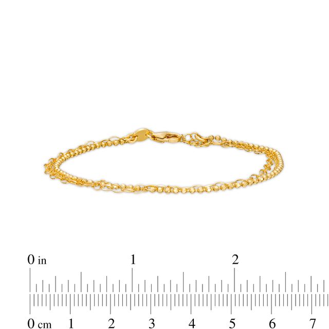 Italian Gold Cable, Bead and Link Mix Chain Triple Strand Bracelet in 18K Gold – 7.5"|Peoples Jewellers